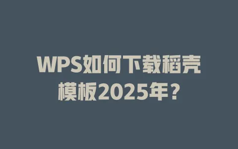 WPS如何下载稻壳模板2025年？ 一